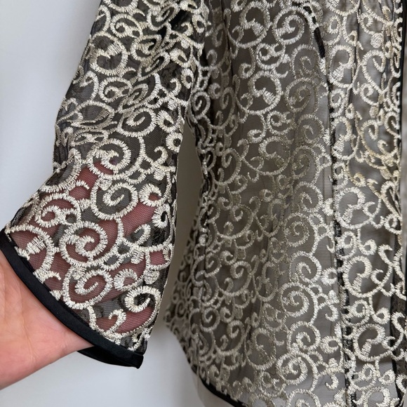 Alex Evenings Sheer Embroidered Jacket 3/4 Sleeve Women’s Size MP Medium Petite - Picture 5 of 7